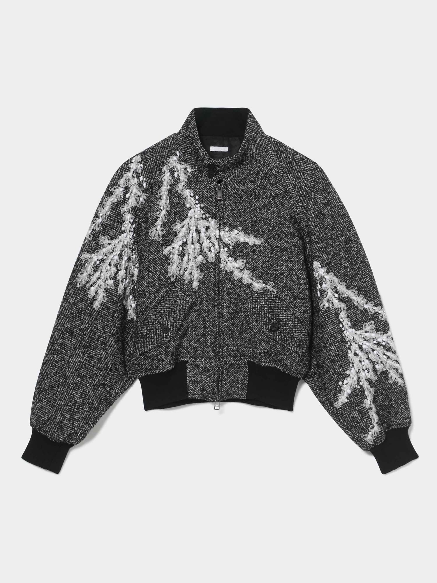 Embroidery Tweed Blouson BLACK